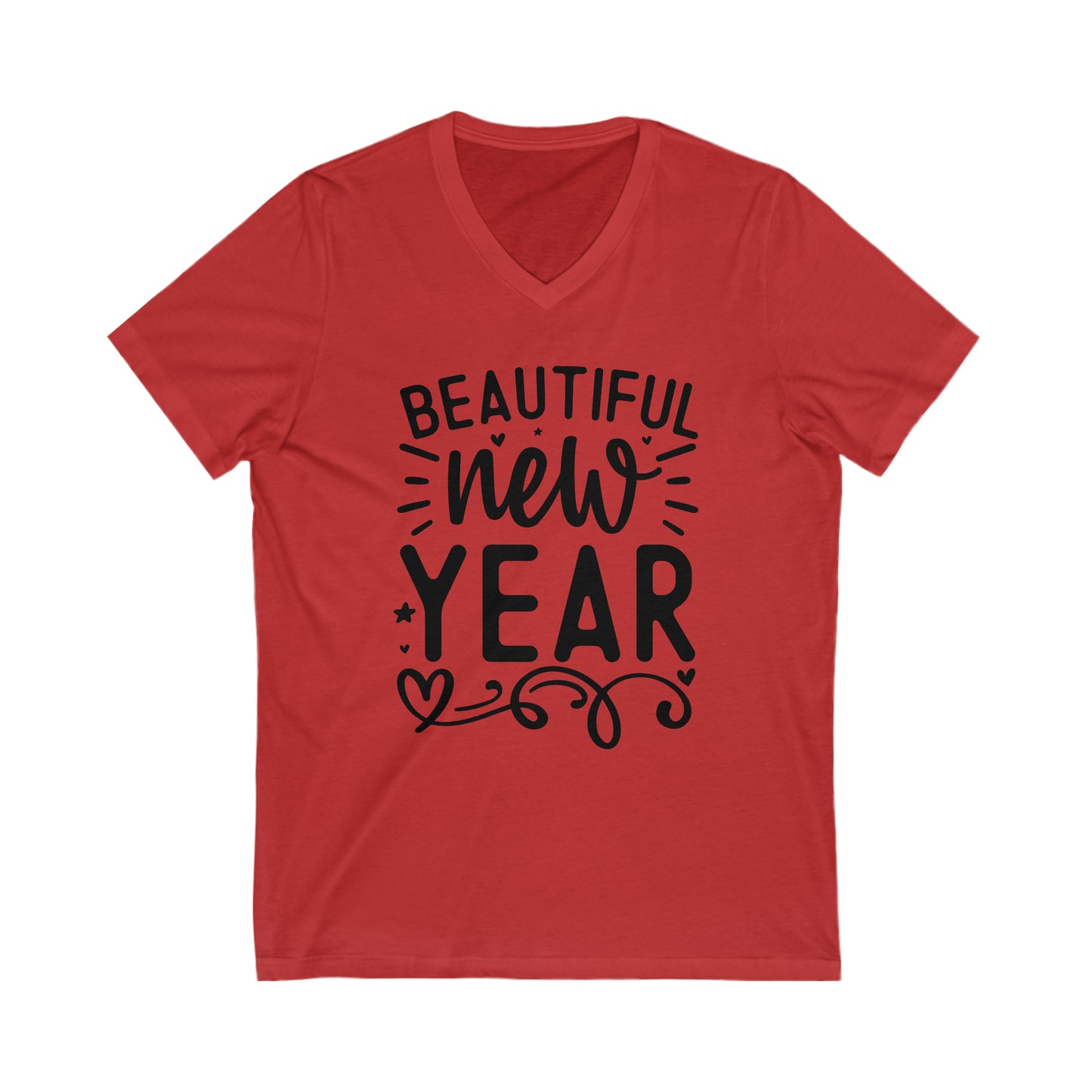 Beautiful New Year Unisex Jersey Short Sleeve V-Neck Tee