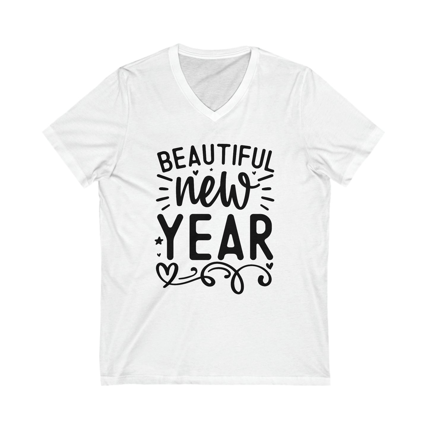 Beautiful New Year Unisex Jersey Short Sleeve V-Neck Tee