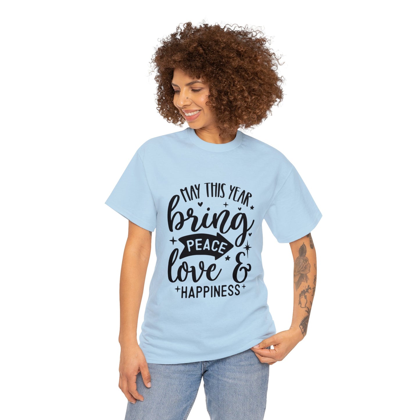 Peace Love & Happiness Unisex Heavy Cotton Tee