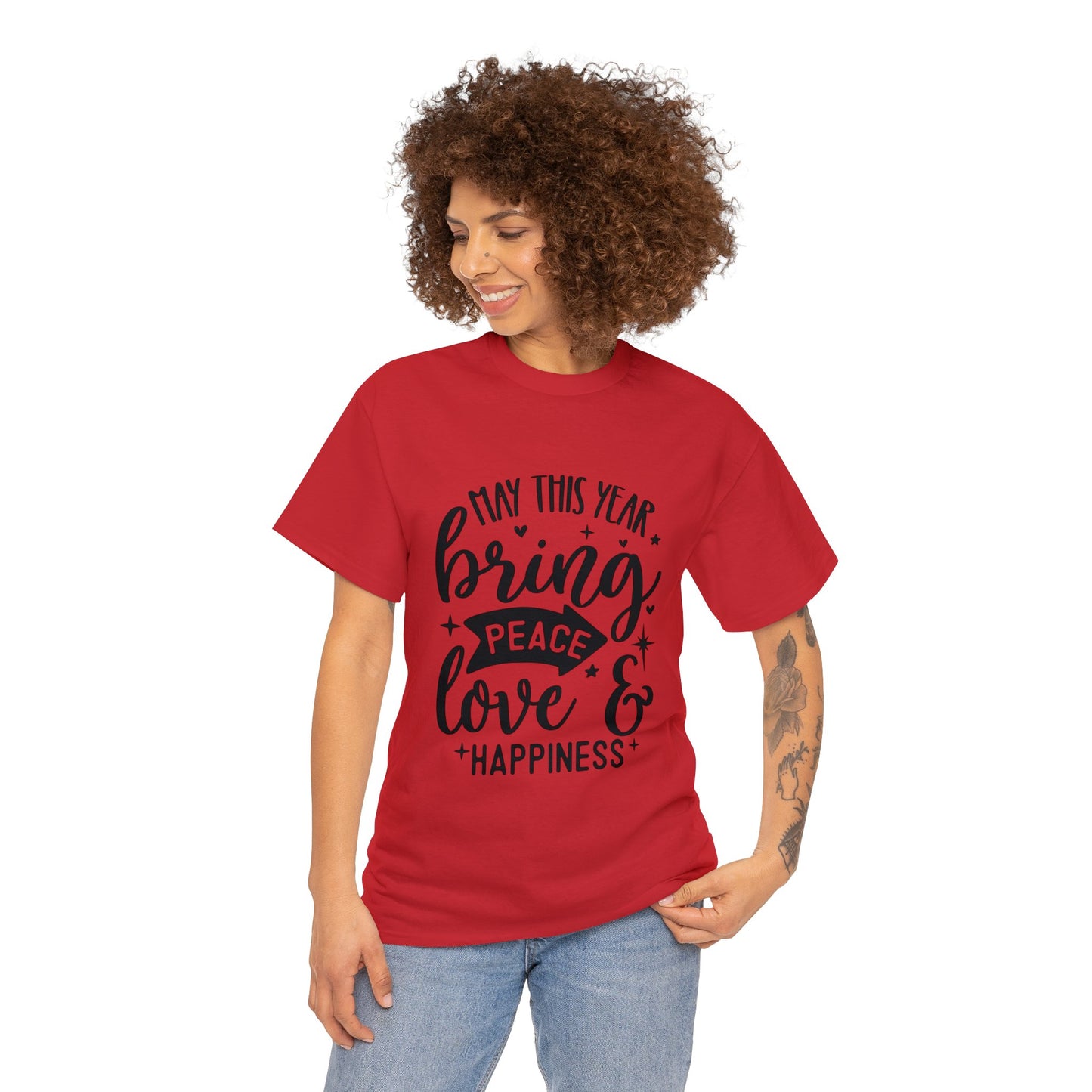 Peace Love & Happiness Unisex Heavy Cotton Tee