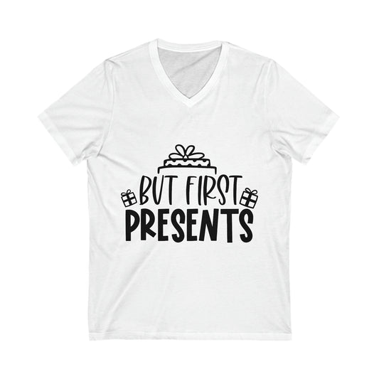 Presents First Unisex Jersey Short Sleeve V-Neck Tee