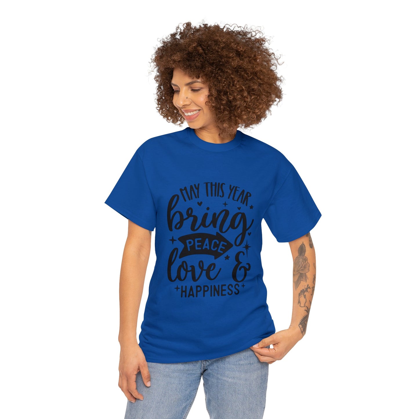 Peace Love & Happiness Unisex Heavy Cotton Tee