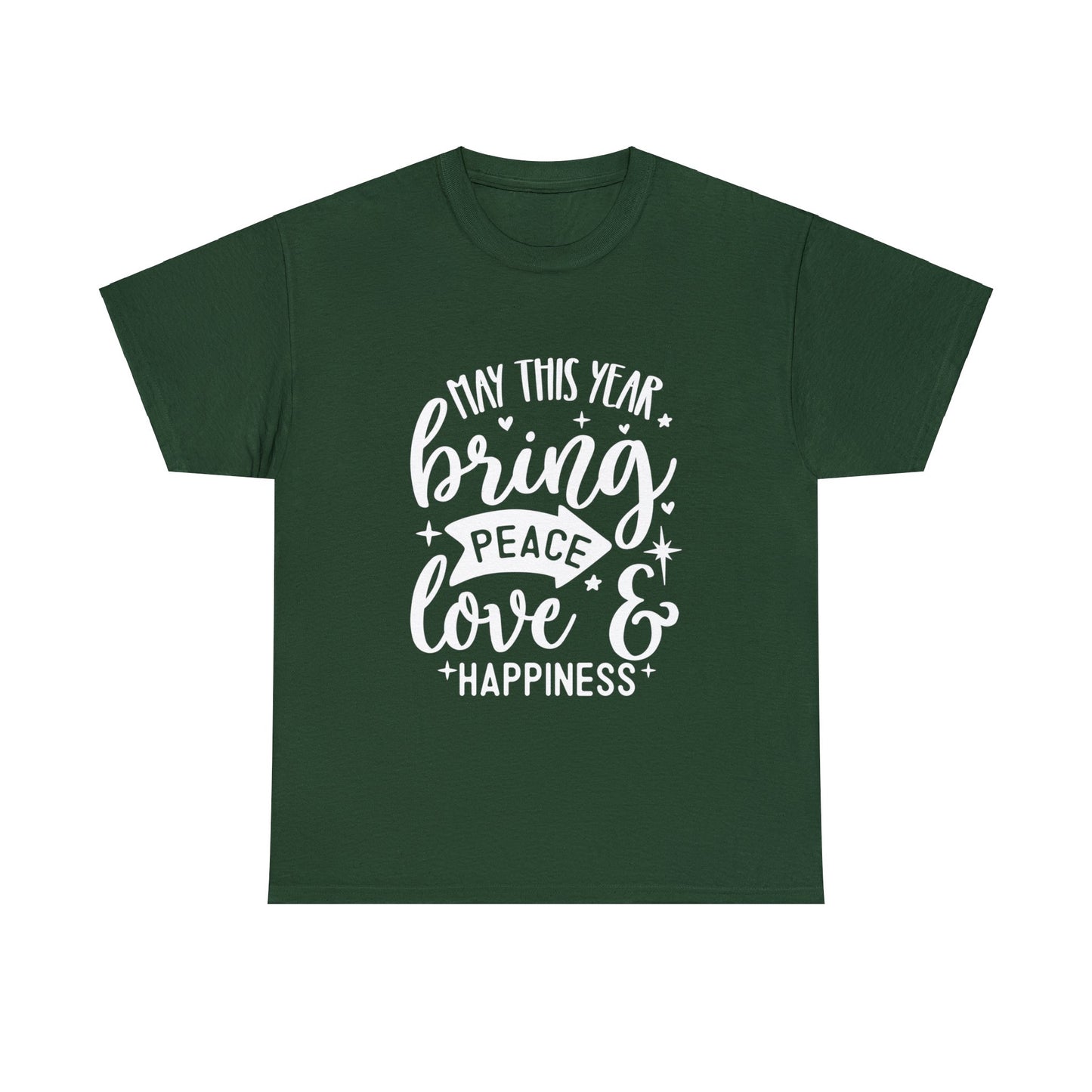 Peace Love & Happiness Unisex Heavy Cotton Tee