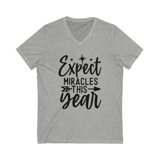 Expect Miracles Unisex Jersey Short Sleeve V-Neck Tee
