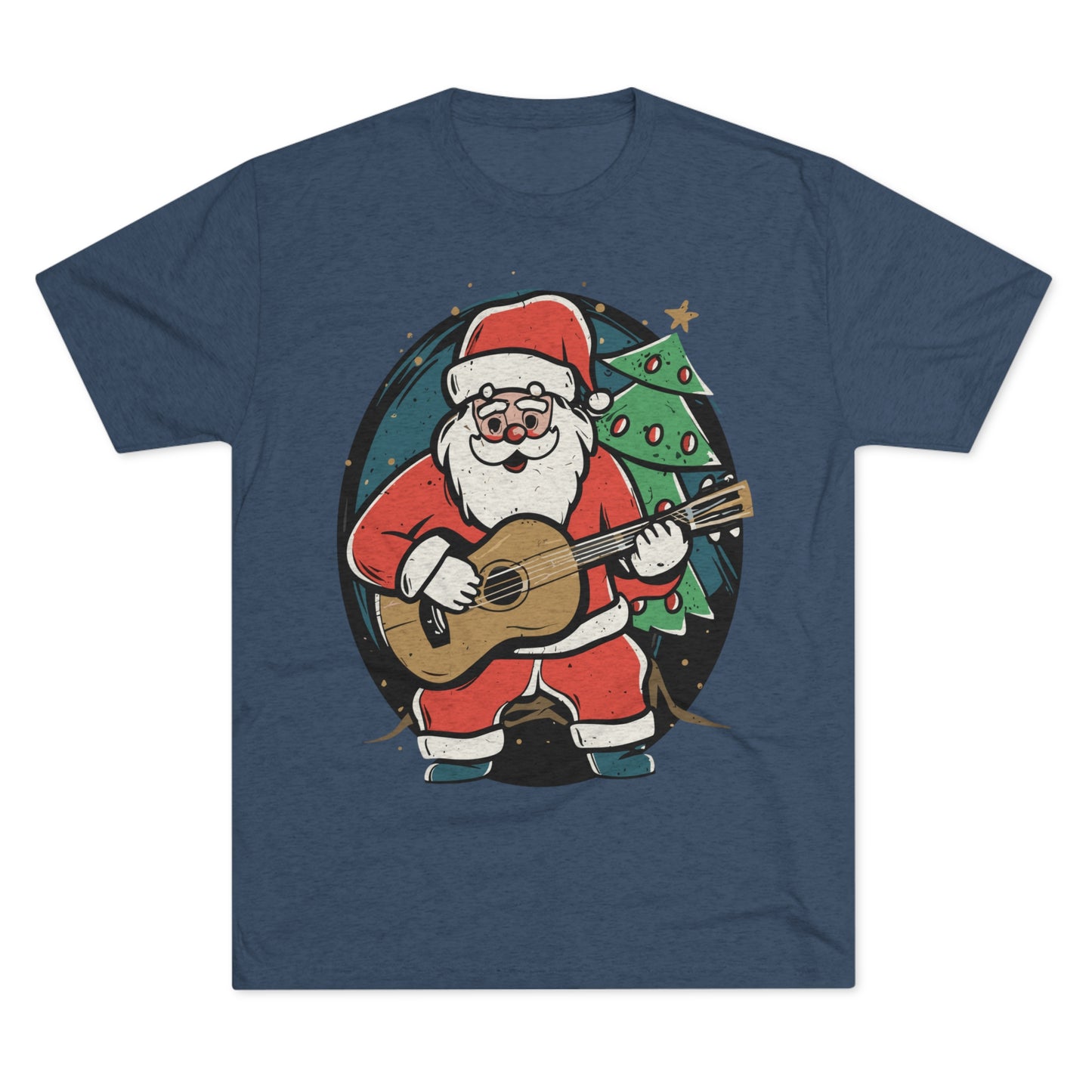 Santa with Guitar Unisex Tri-Blend Crew Tee