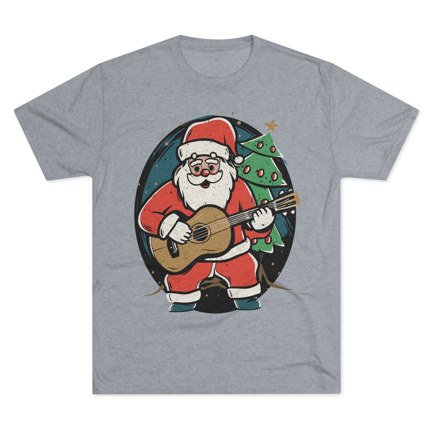 Santa with Guitar Unisex Tri-Blend Crew Tee