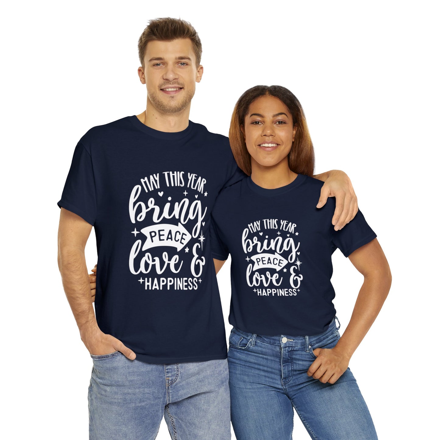 Peace Love & Happiness Unisex Heavy Cotton Tee