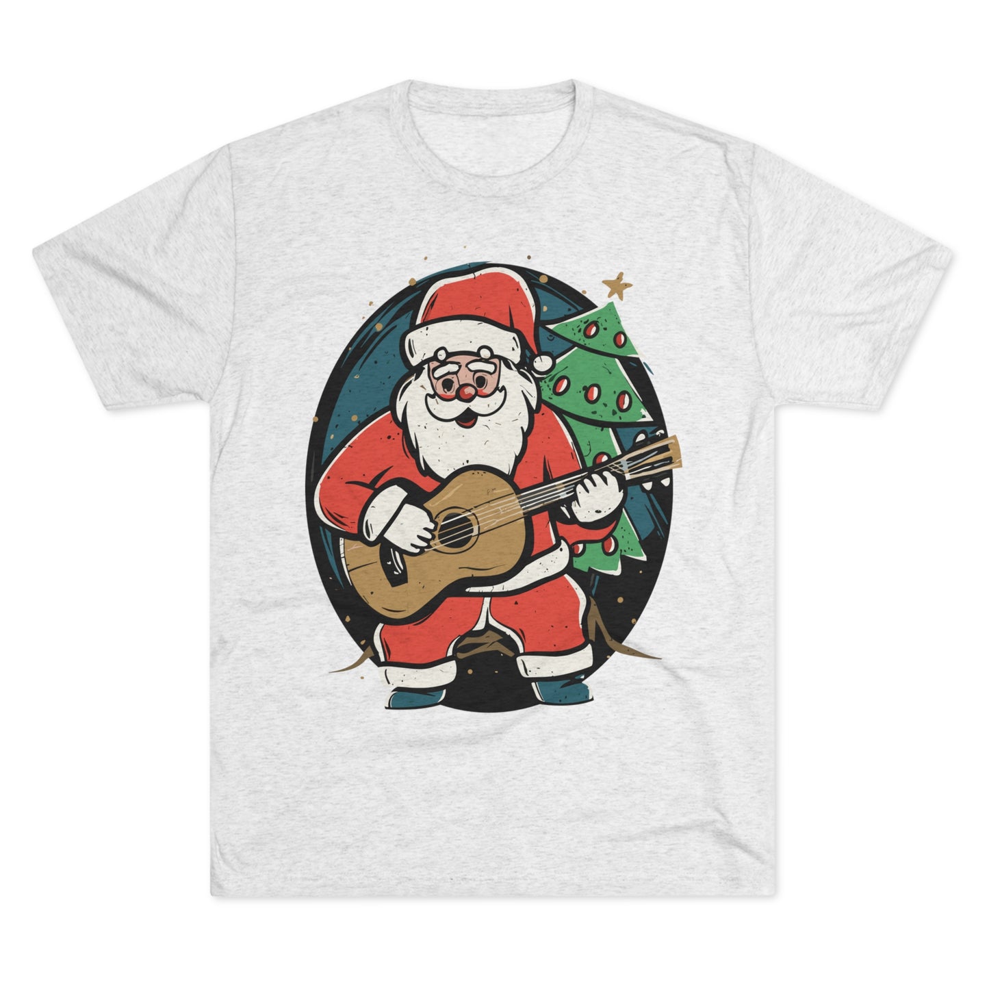 Santa with Guitar Unisex Tri-Blend Crew Tee