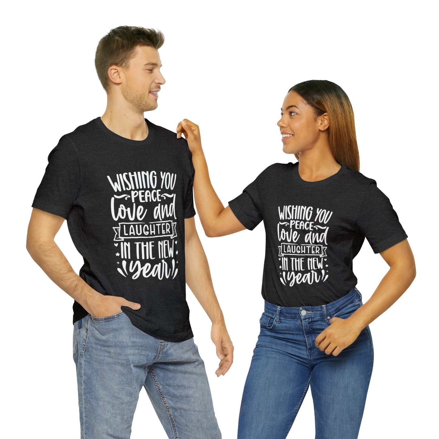 Love & Laughter New Year Unisex Jersey Short Sleeve Tee