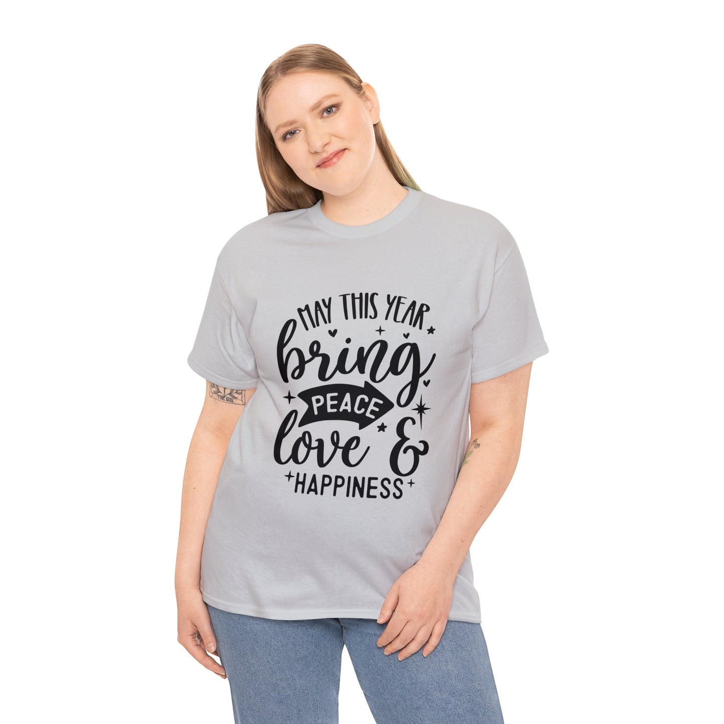 Peace Love & Happiness Unisex Heavy Cotton Tee