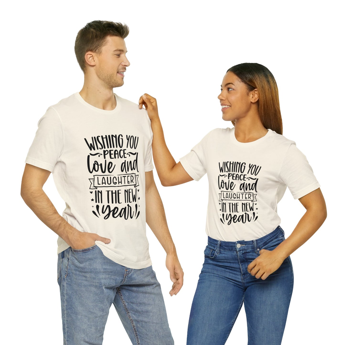 Love & Laughter New Year Unisex Jersey Short Sleeve Tee