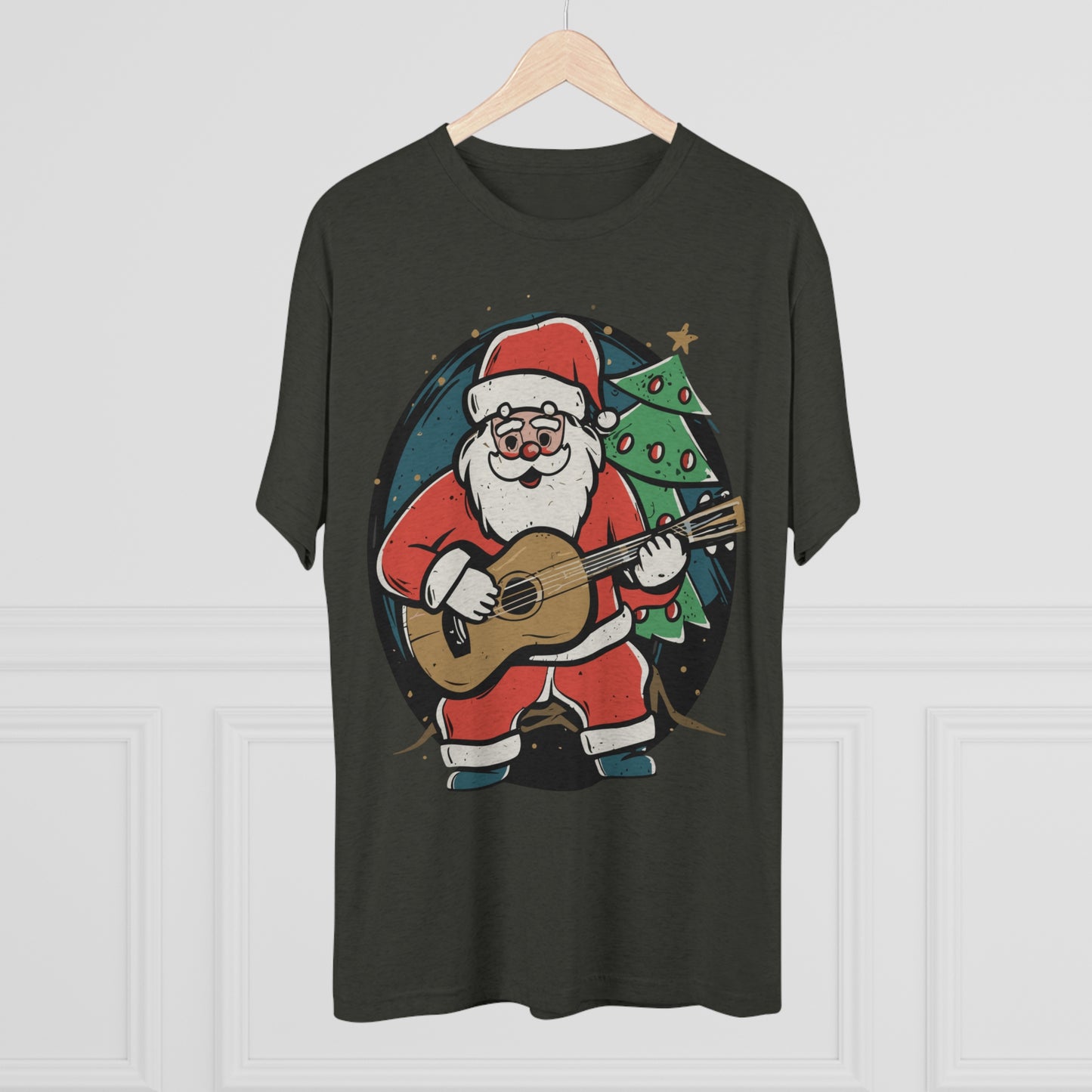 Santa with Guitar Unisex Tri-Blend Crew Tee