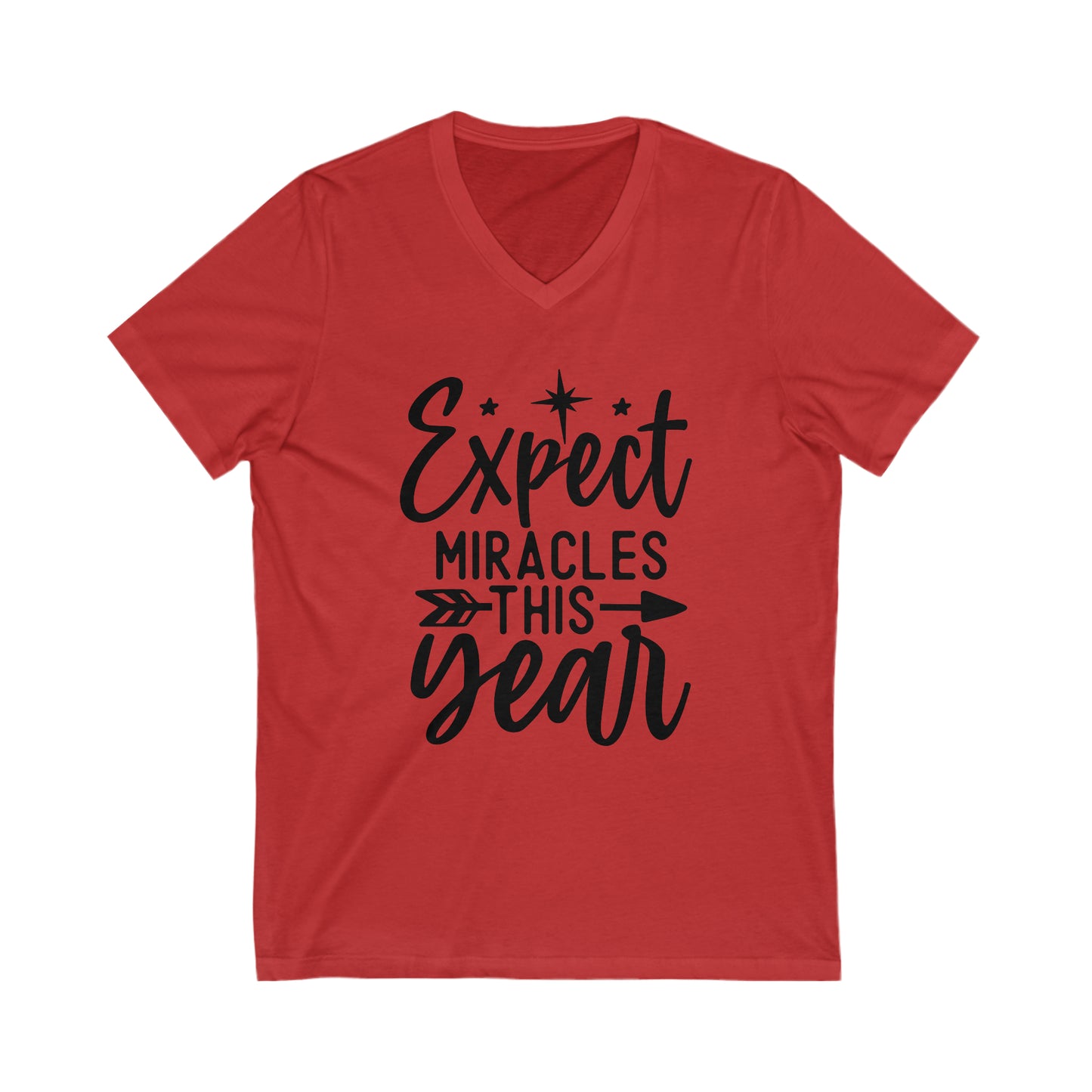 Expect Miracles Unisex Jersey Short Sleeve V-Neck Tee