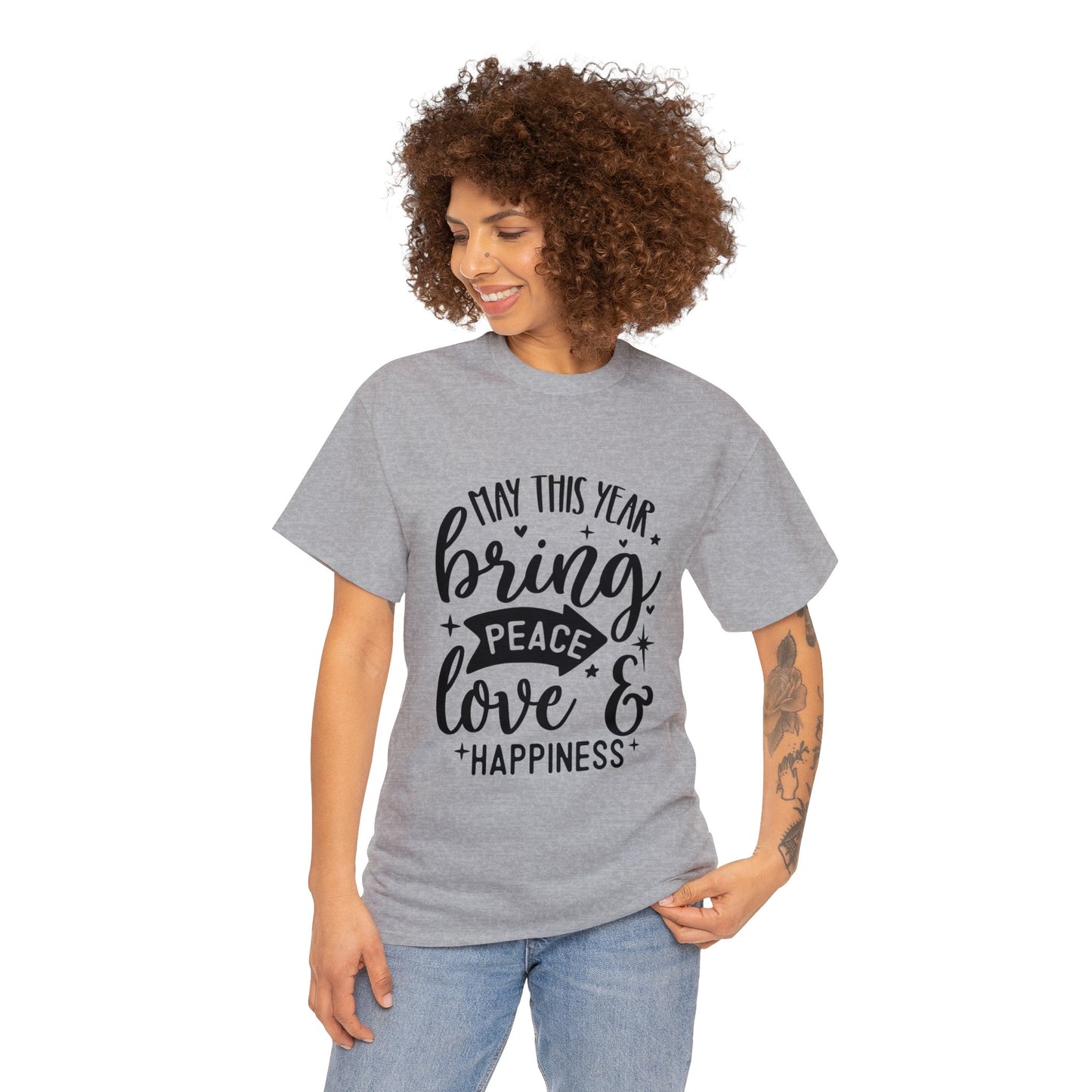 Peace Love & Happiness Unisex Heavy Cotton Tee