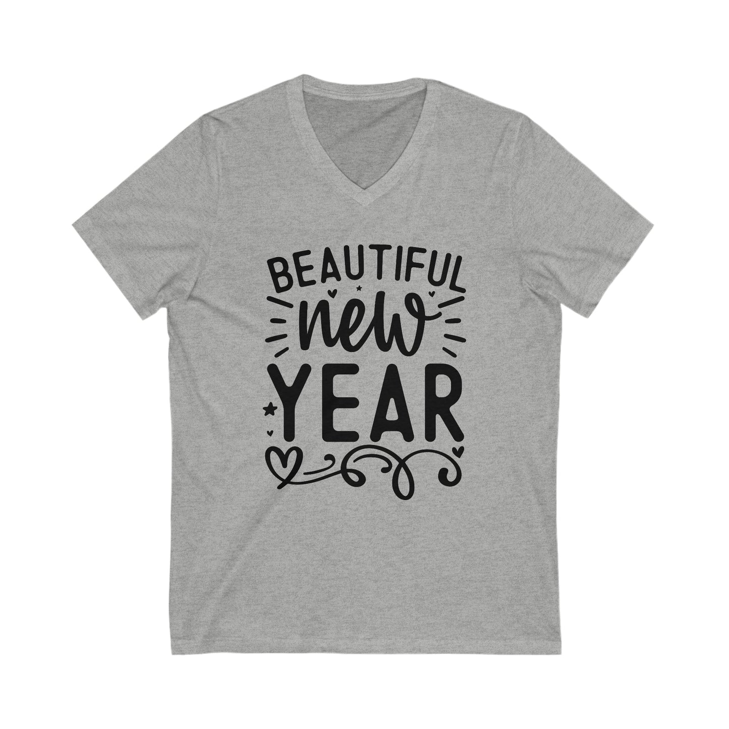 Beautiful New Year Unisex Jersey Short Sleeve V-Neck Tee