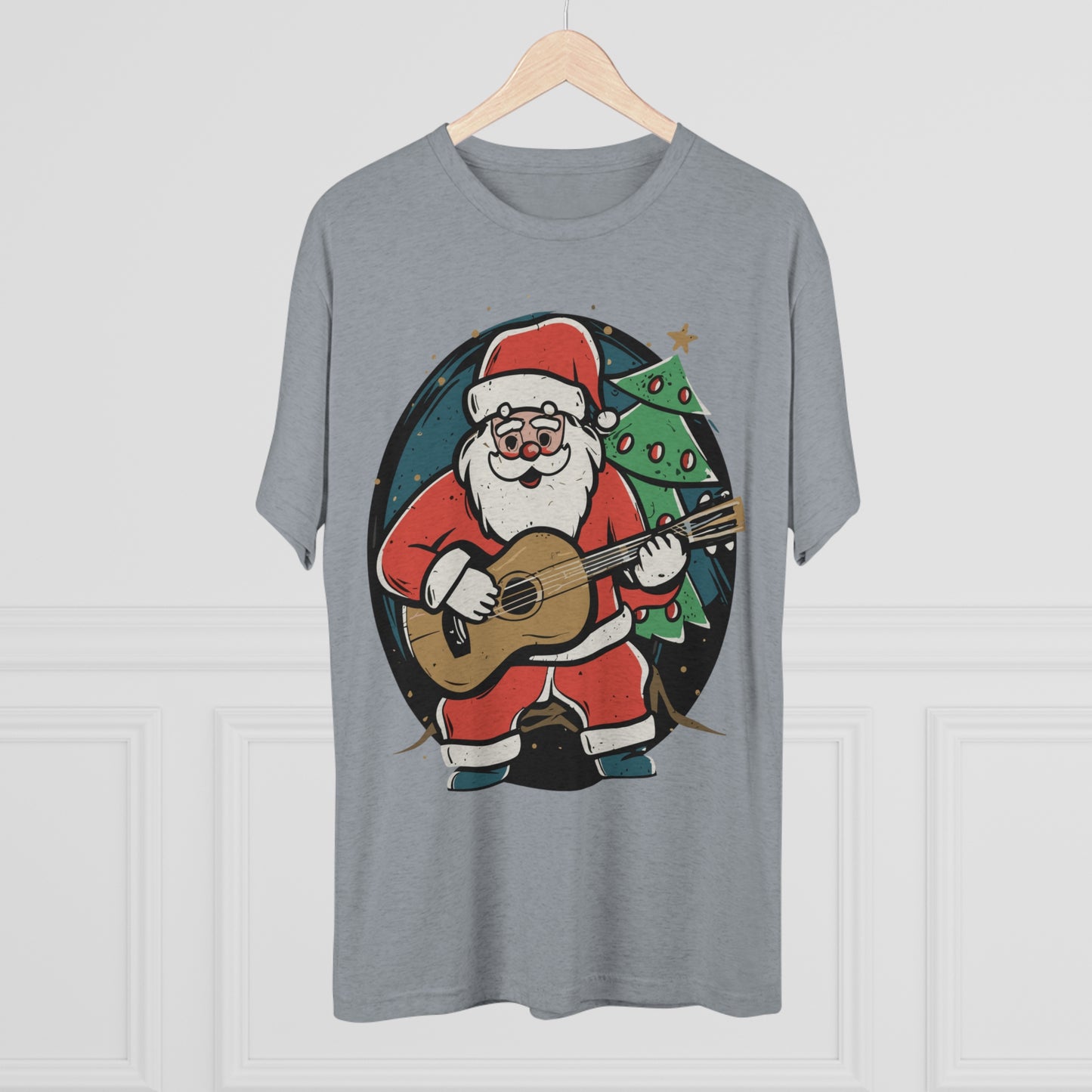 Santa with Guitar Unisex Tri-Blend Crew Tee