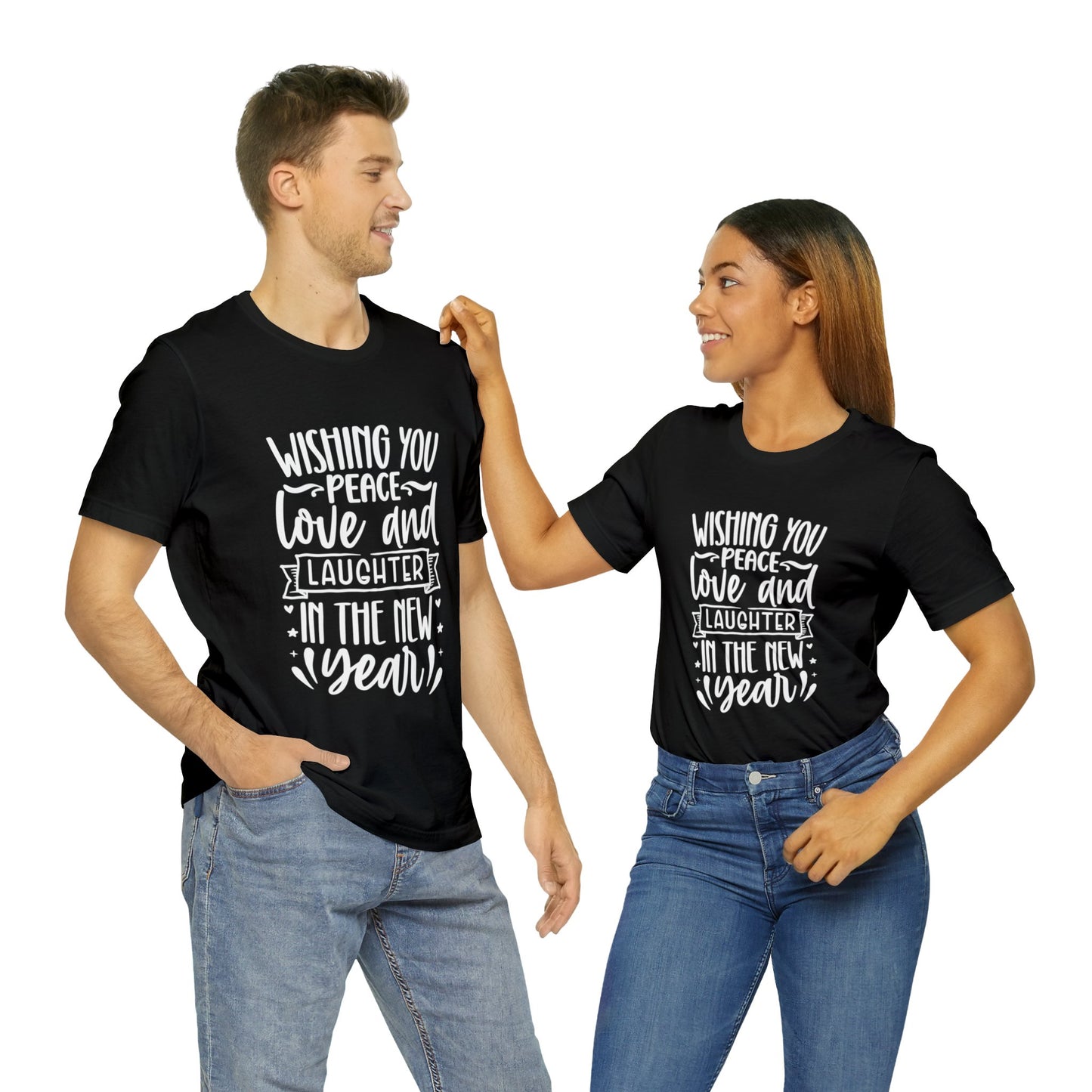 Love & Laughter New Year Unisex Jersey Short Sleeve Tee