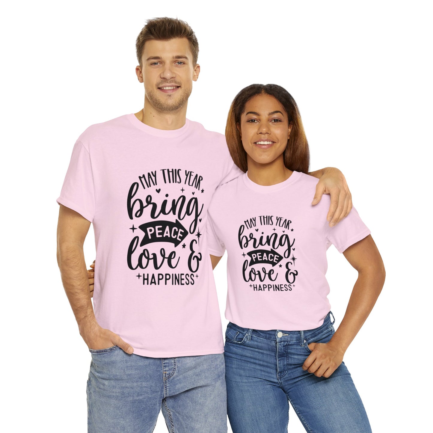 Peace Love & Happiness Unisex Heavy Cotton Tee