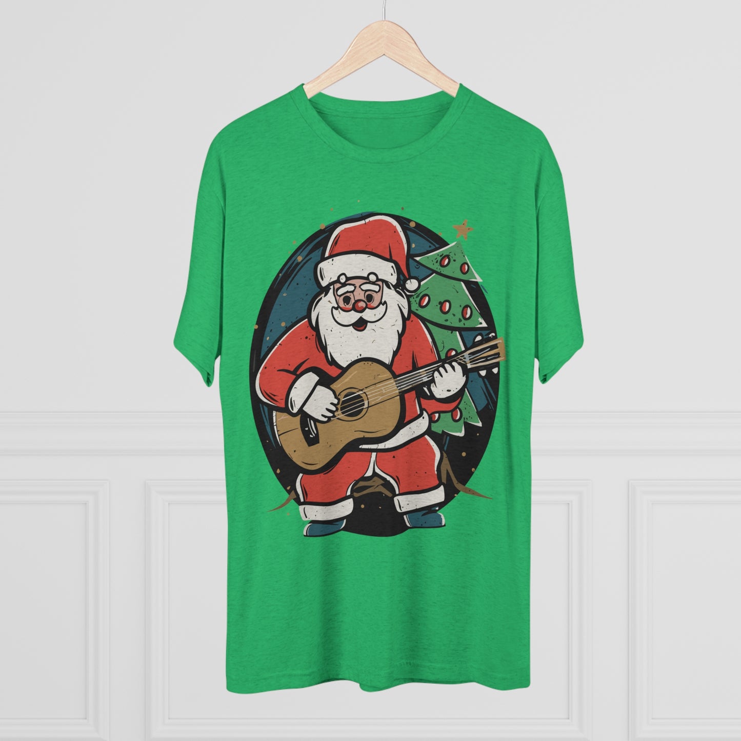 Santa with Guitar Unisex Tri-Blend Crew Tee