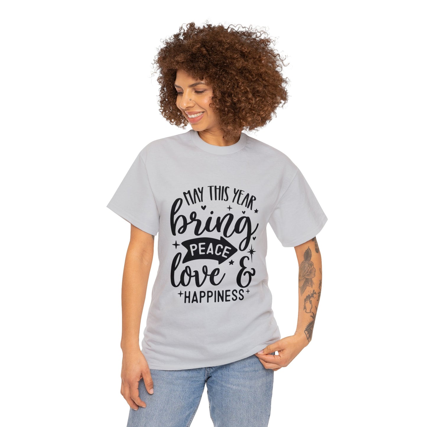 Peace Love & Happiness Unisex Heavy Cotton Tee