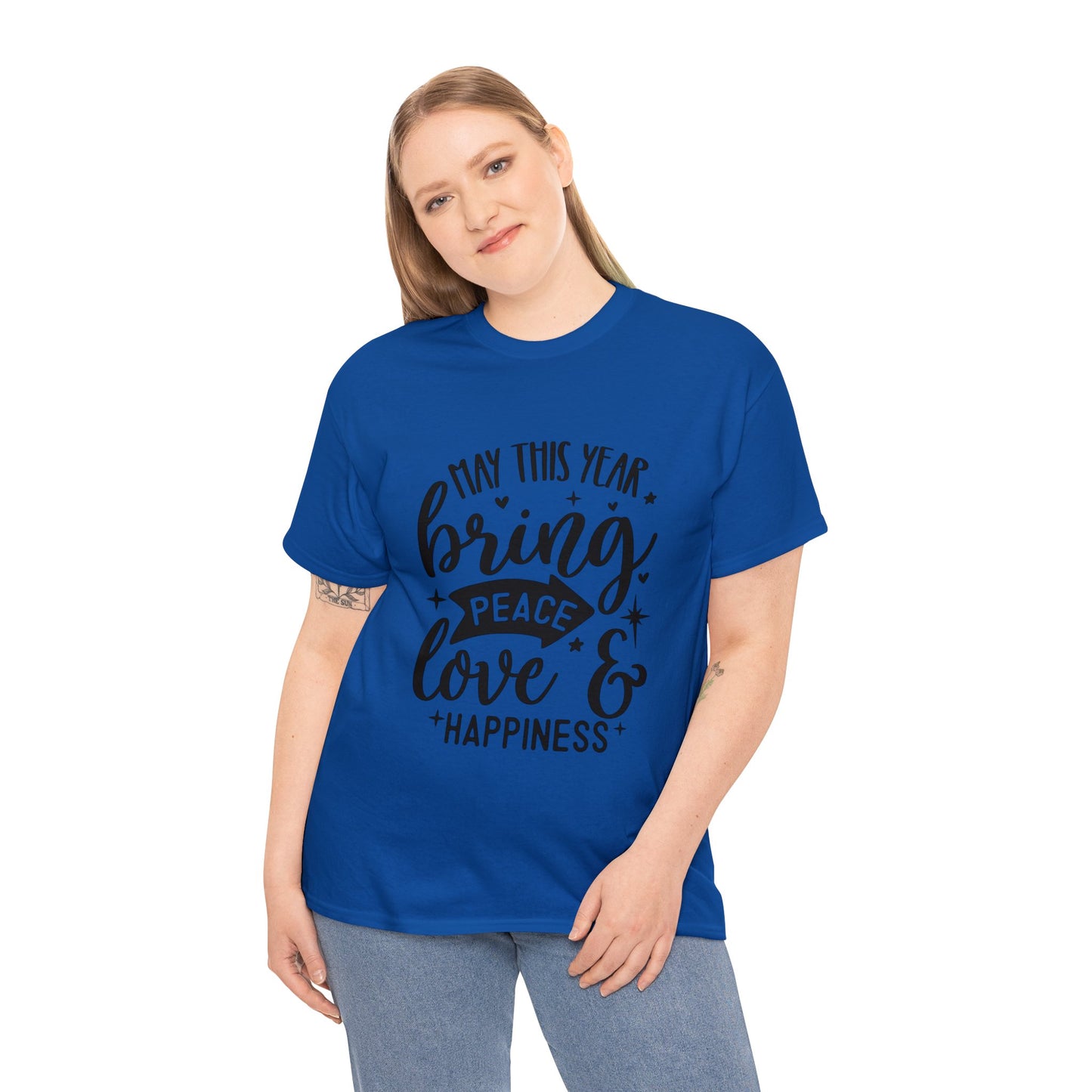 Peace Love & Happiness Unisex Heavy Cotton Tee