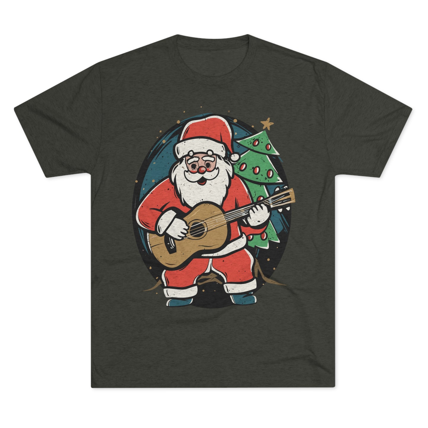 Santa with Guitar Unisex Tri-Blend Crew Tee