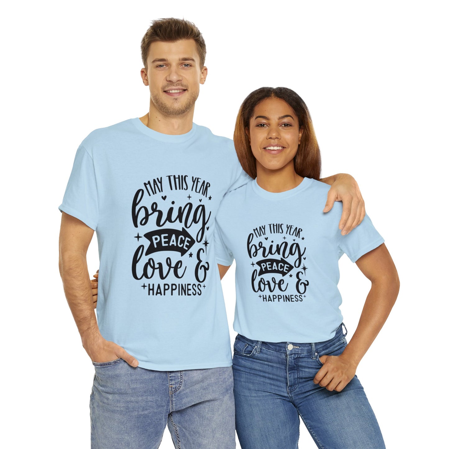 Peace Love & Happiness Unisex Heavy Cotton Tee