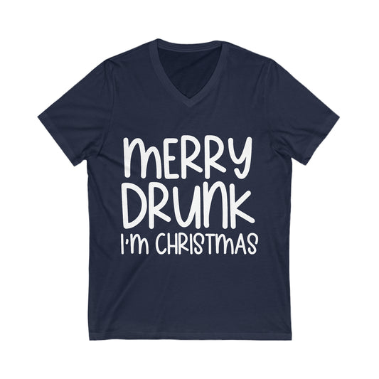 Merry Drunk Unisex Jersey Short Sleeve V-Neck Tee