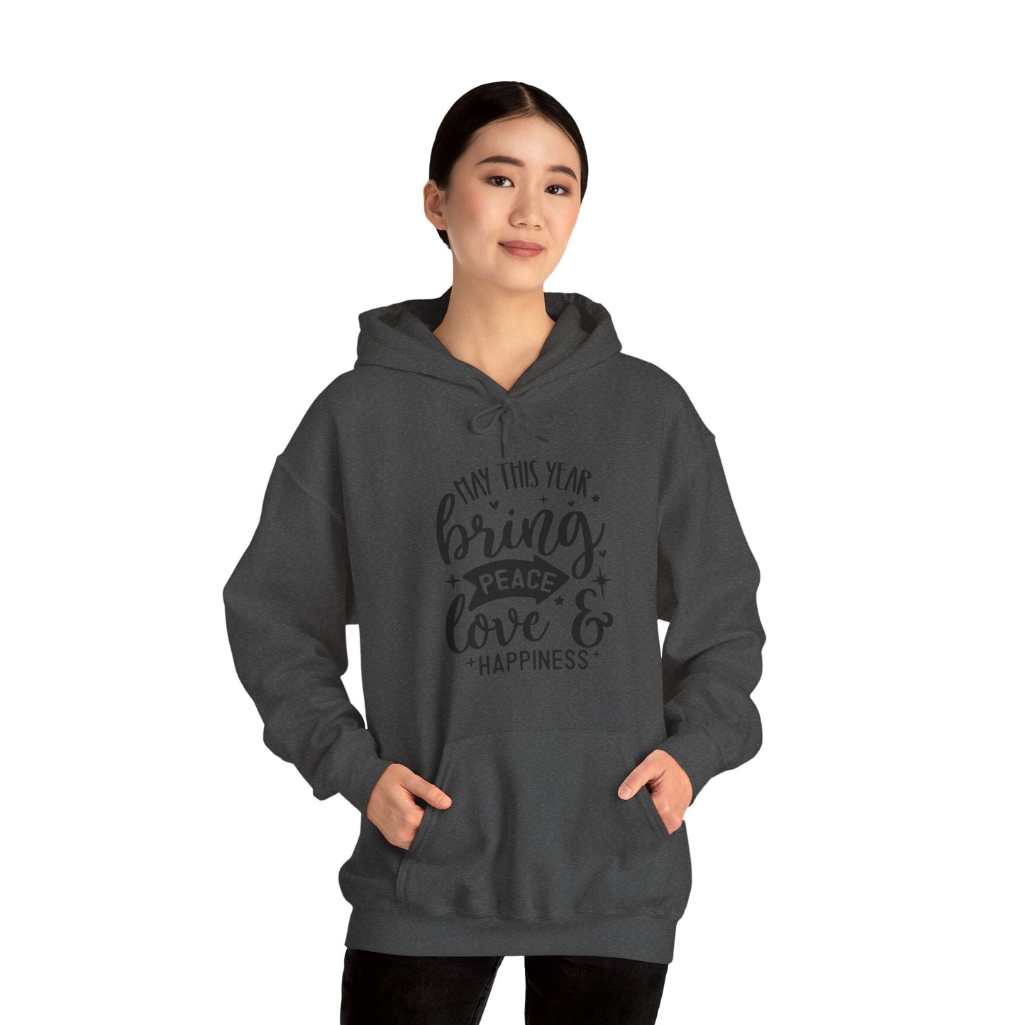 Peace Love & Happiness Unisex Heavy Blend™ Hooded Sweatshirt
