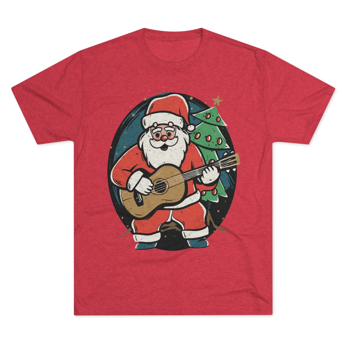 Santa with Guitar Unisex Tri-Blend Crew Tee