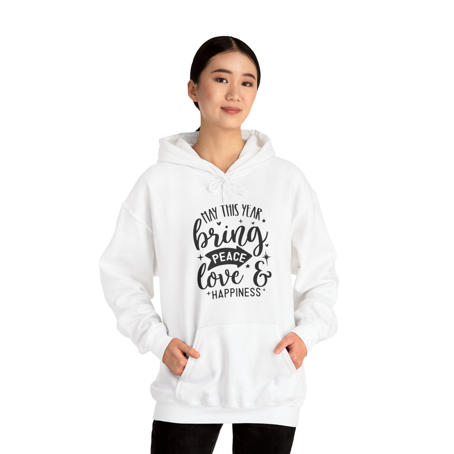 Peace Love & Happiness Unisex Heavy Blend™ Hooded Sweatshirt