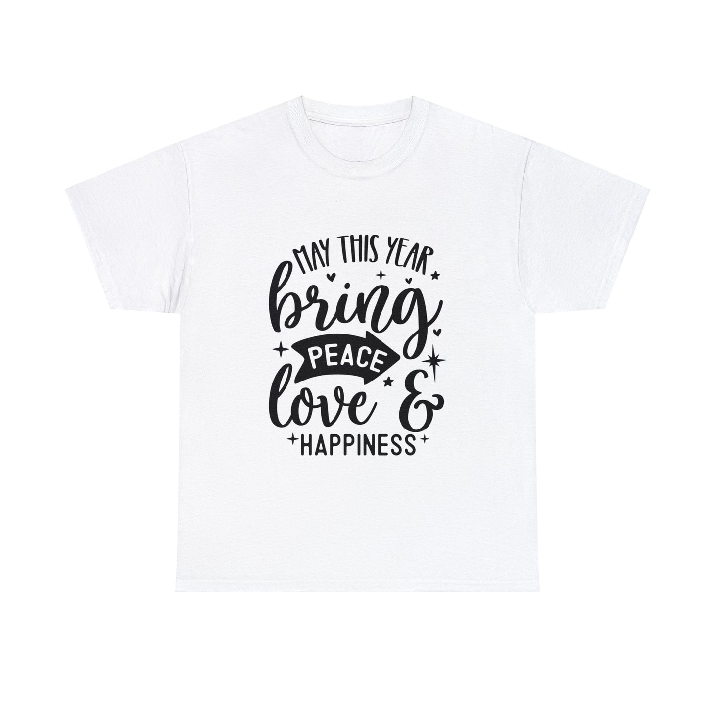 Peace Love & Happiness Unisex Heavy Cotton Tee