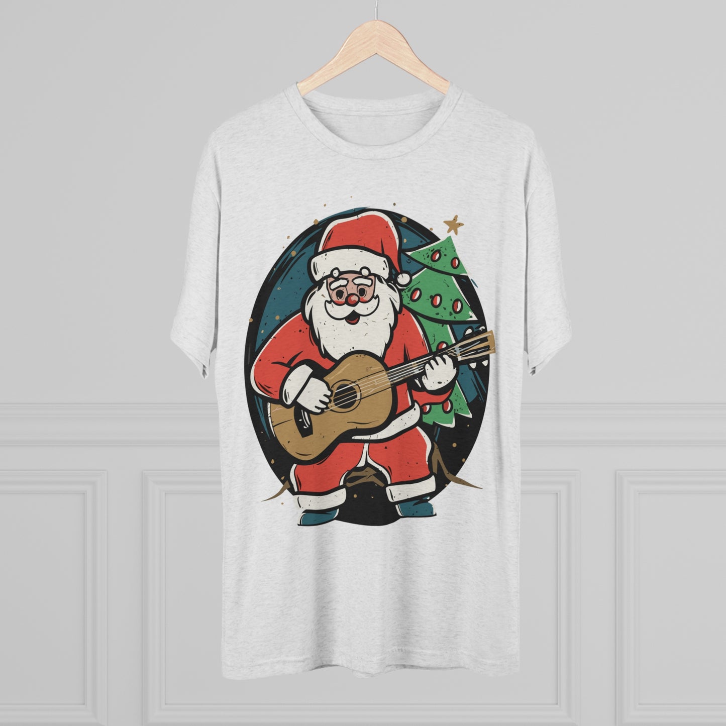 Santa with Guitar Unisex Tri-Blend Crew Tee