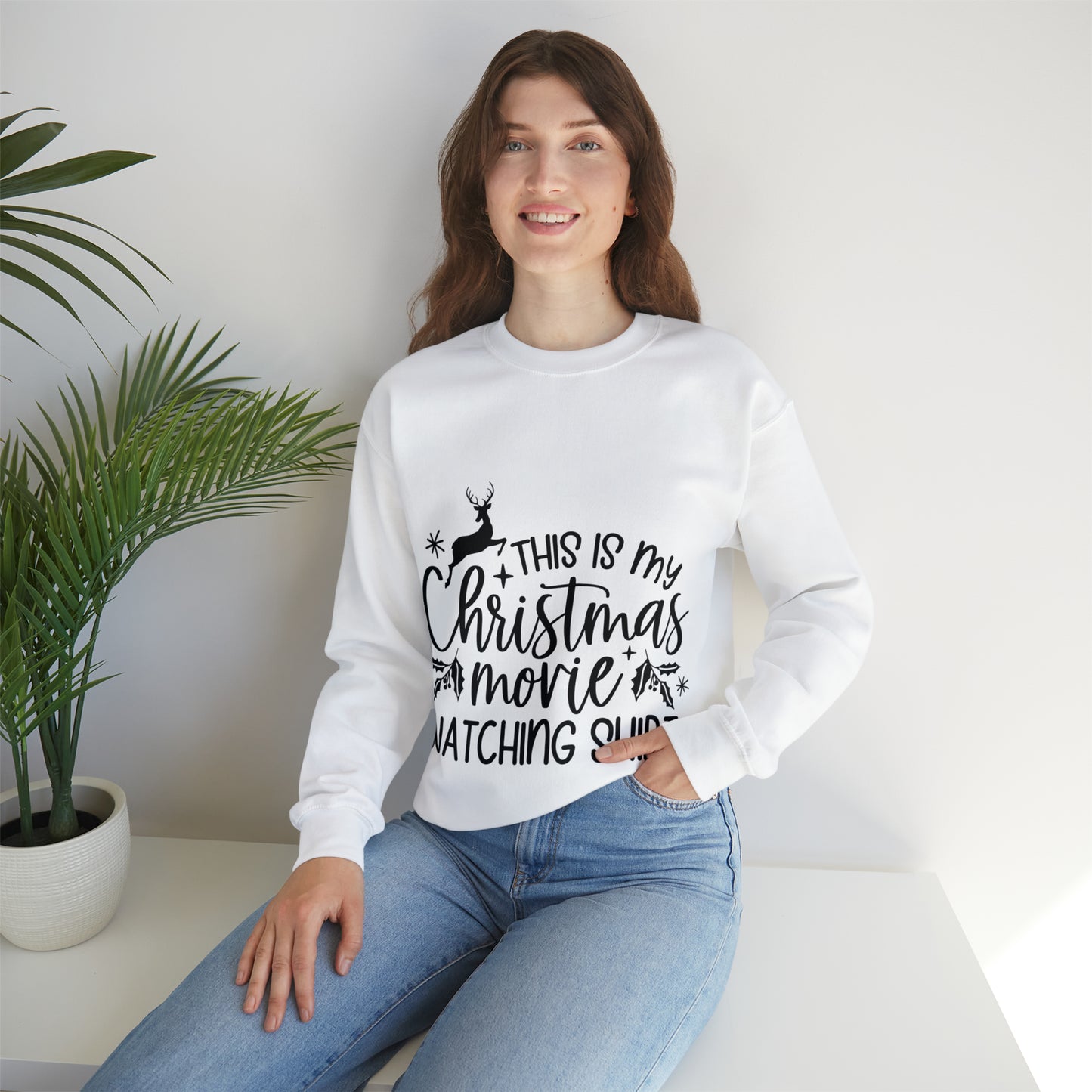 Christmas Movie Watching Unisex Heavy Blend™ Crewneck Sweatshirt image