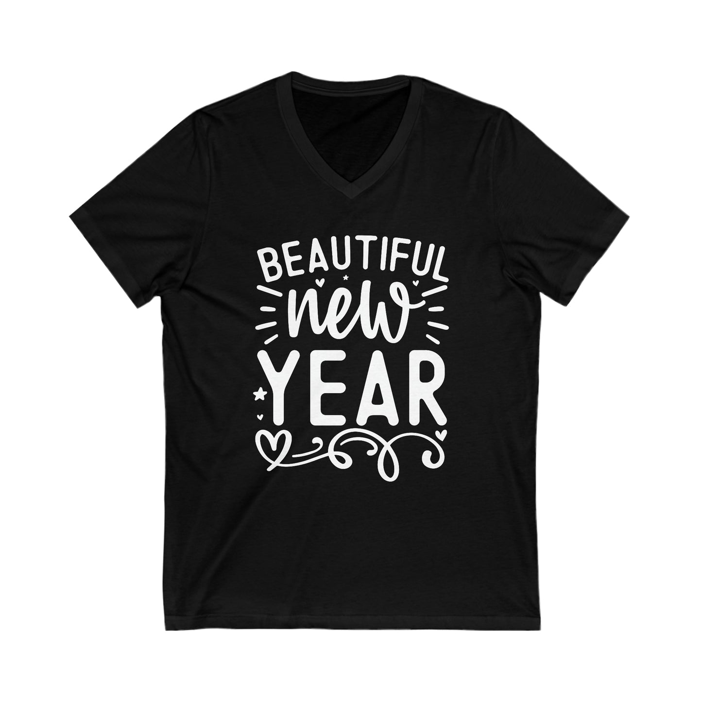 Beautiful New Year Unisex Jersey Short Sleeve V-Neck Tee