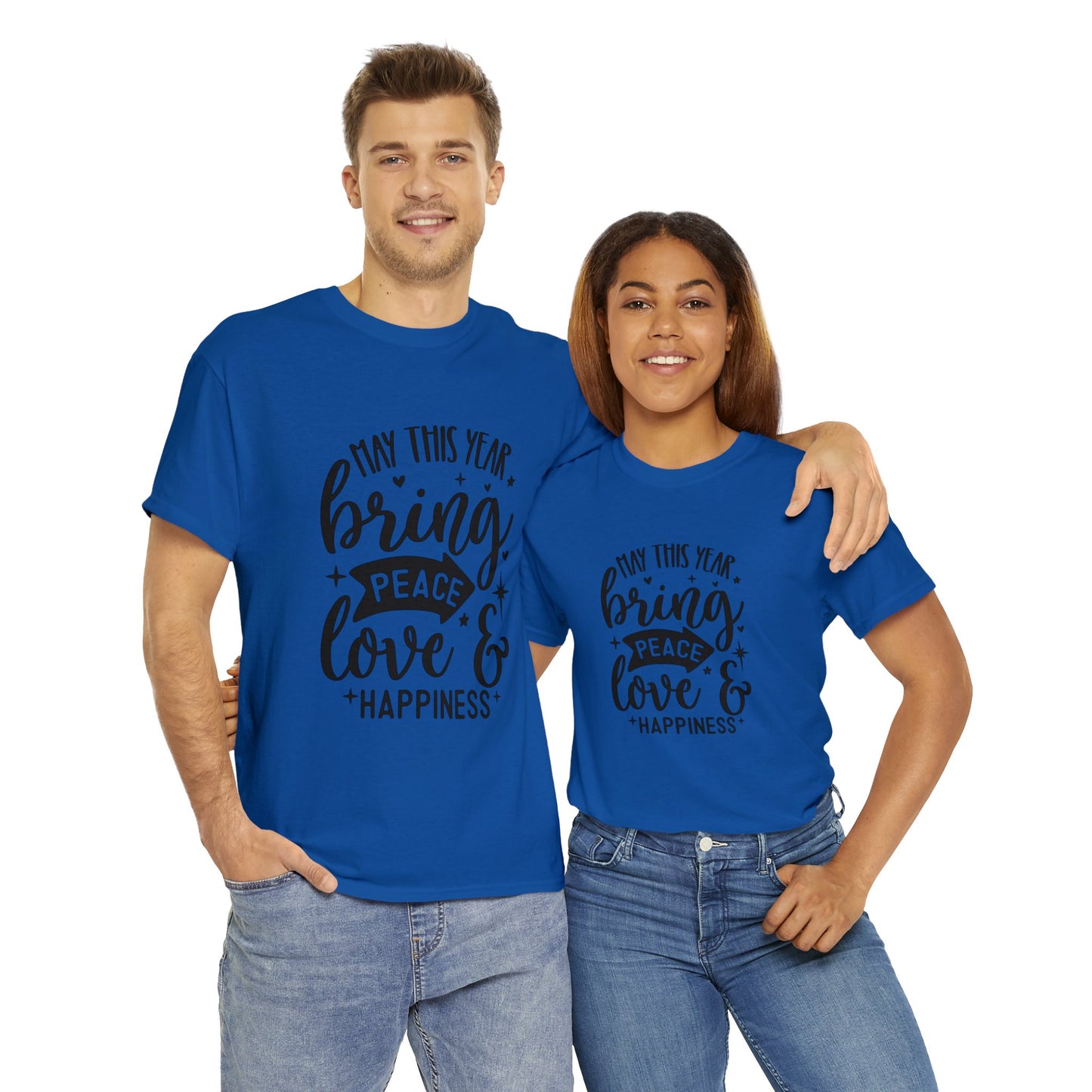 Peace Love & Happiness Unisex Heavy Cotton Tee