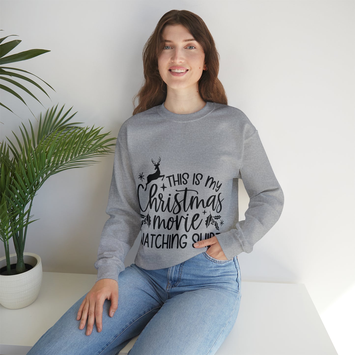 Christmas Movie Watching Unisex Heavy Blend™ Crewneck Sweatshirt image