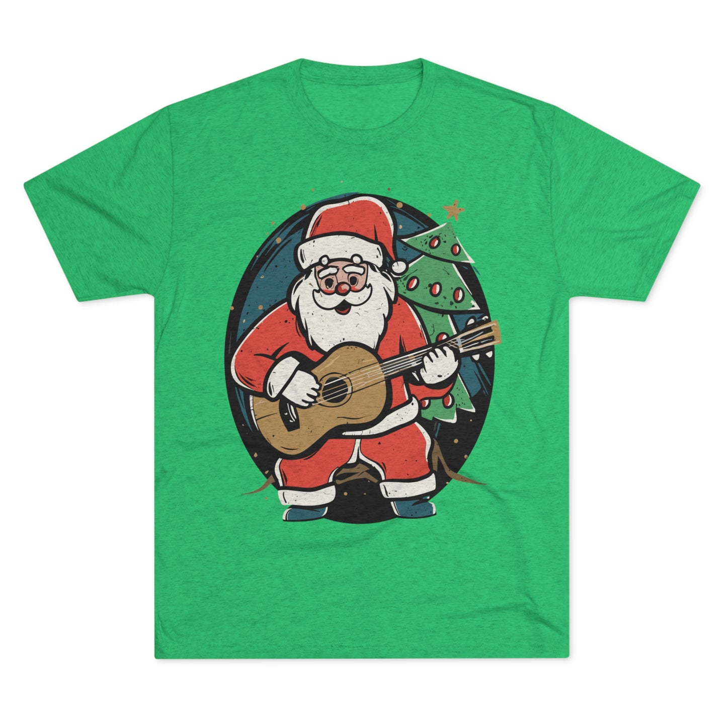 Santa with Guitar Unisex Tri-Blend Crew Tee