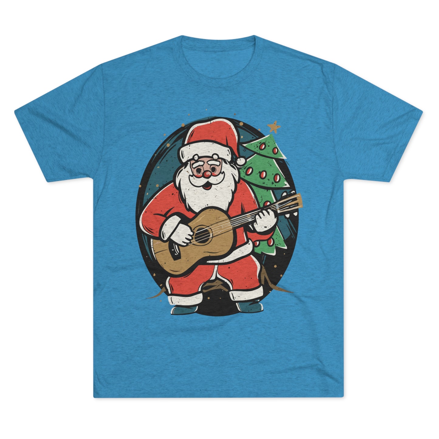 Santa with Guitar Unisex Tri-Blend Crew Tee