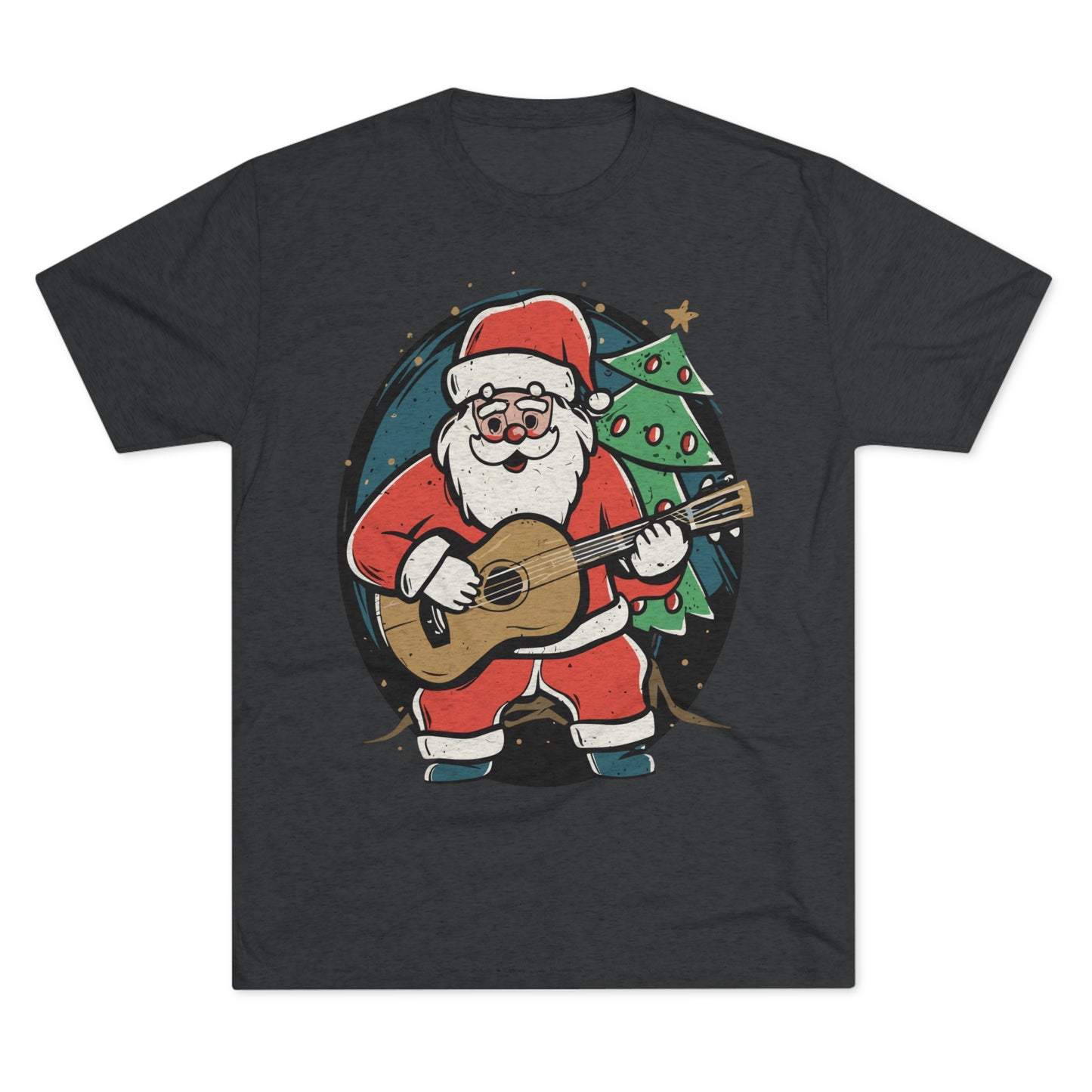 Santa with Guitar Unisex Tri-Blend Crew Tee