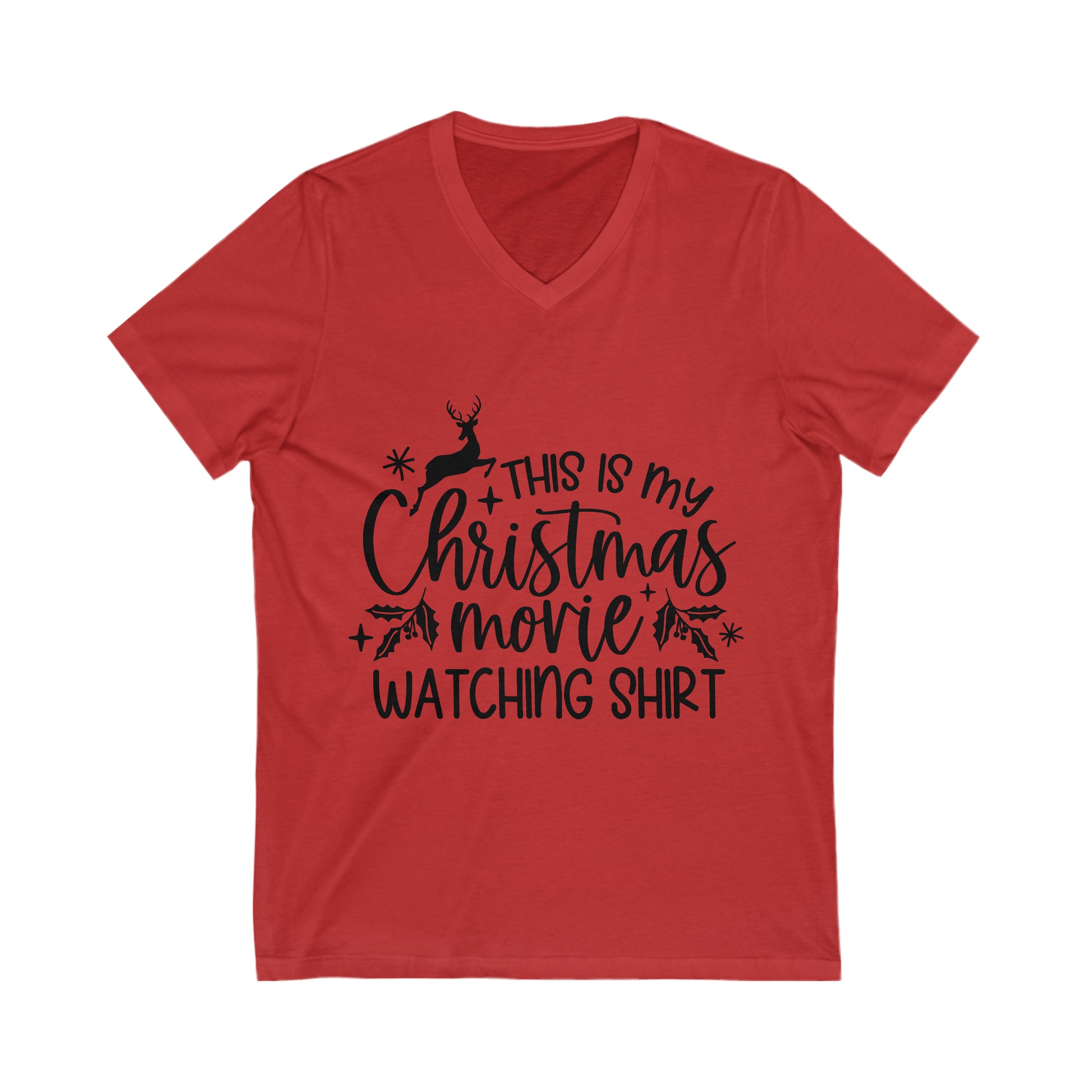 Christmas Movie Watching Unisex Jersey Short Sleeve V-Neck Tee image