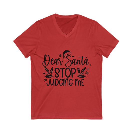 Stop Judging Unisex Jersey Short Sleeve V-Neck Tee