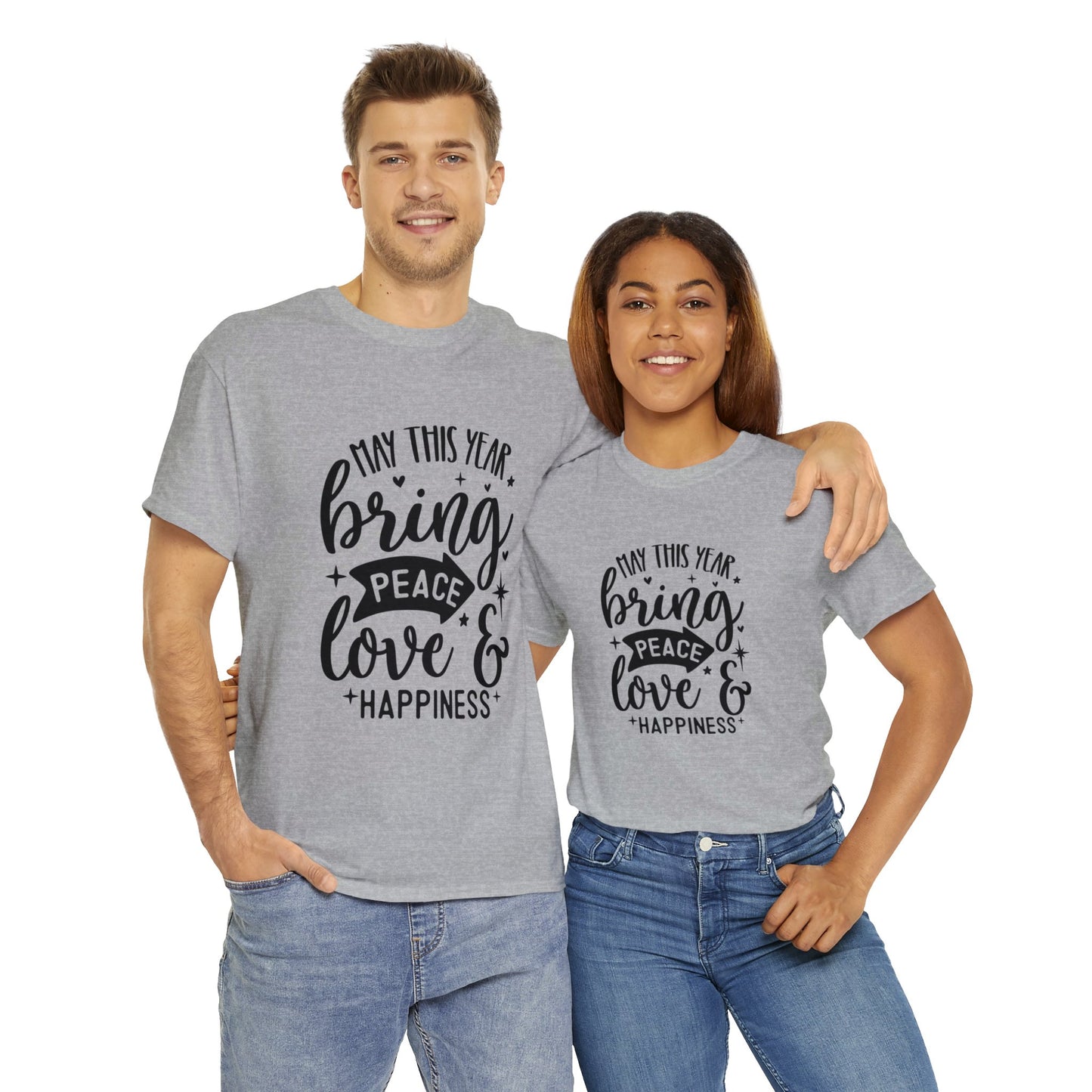 Peace Love & Happiness Unisex Heavy Cotton Tee