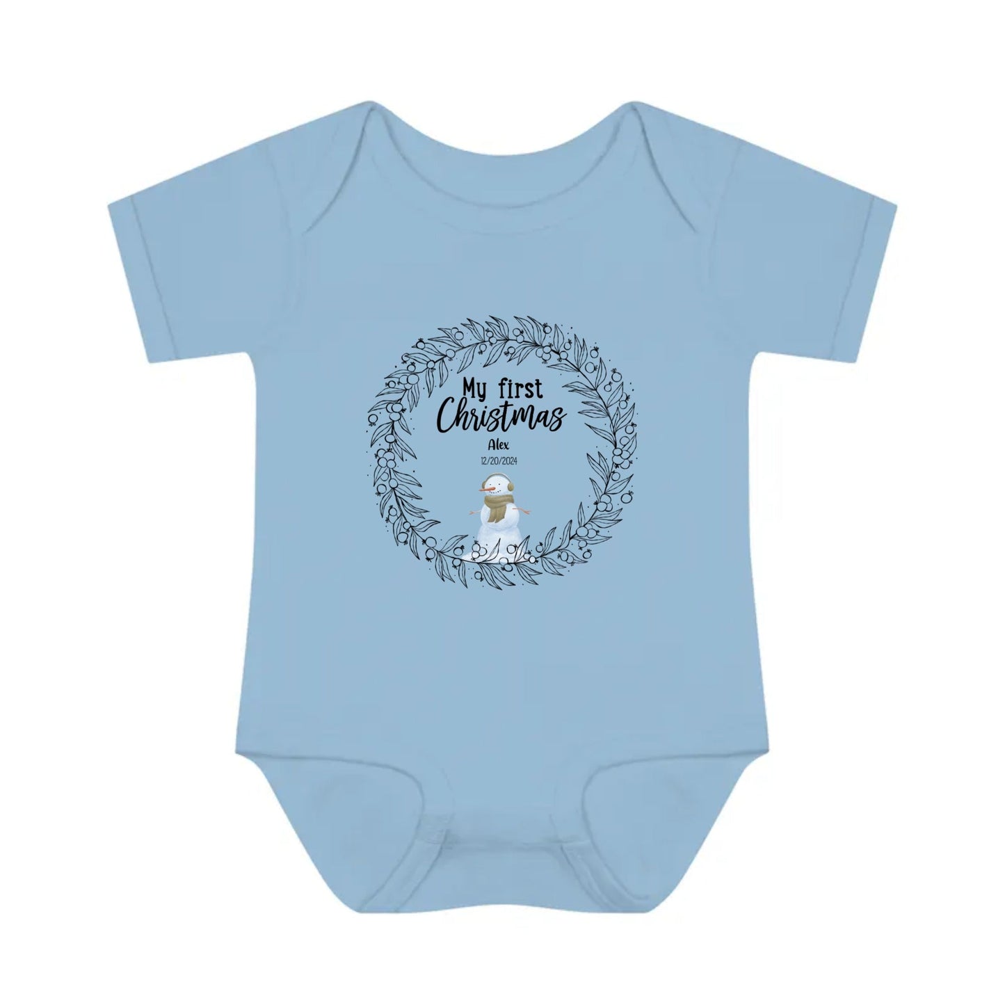 First Christmas Personalized Infant Baby Rib Bodysuit