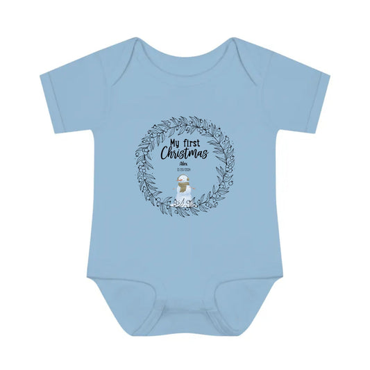 First Christmas Personalized Infant Baby Rib Bodysuit