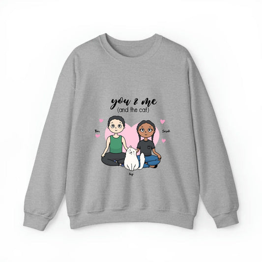 You & Me and the Cat Valentine's Unisex Heavy Blend™ Crewneck Sweatshirt