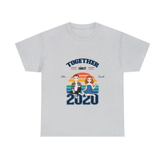 Together Since Valentine's Day Personalized Unisex Heavy Cotton Tee